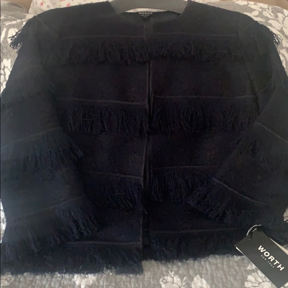 Navy Fringed Jacket by Worth New York